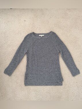 LOFT Heather Gray Crewneck Knit Sweater